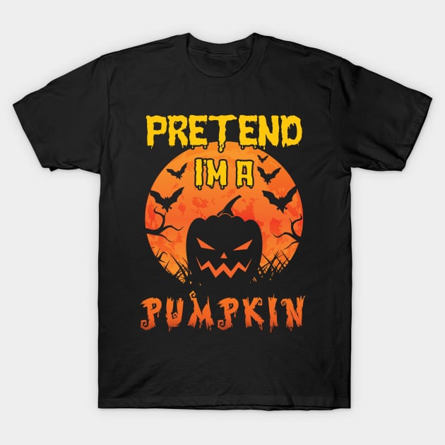 Lazy Halloween Costume Funny Pretend I'm A Pumpkin T-Shirt by Charaf Eddine